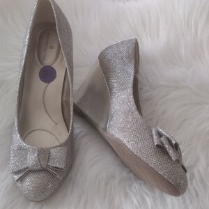 Bandolino Silver Wedge Heels